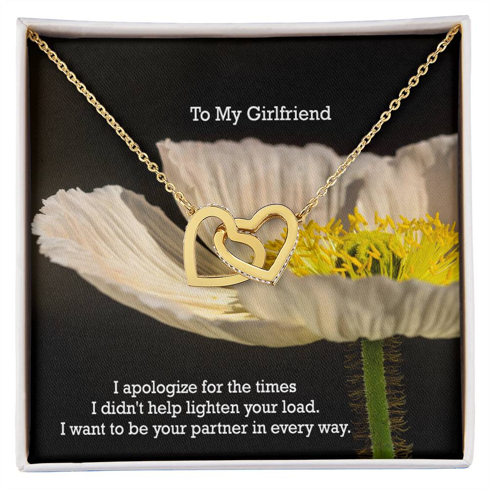 To My Girlfriend, I Apologize For The Times I Didn't Help Lighten Your Load - Interlocking Hearts Necklace - Gift for Girlfriend