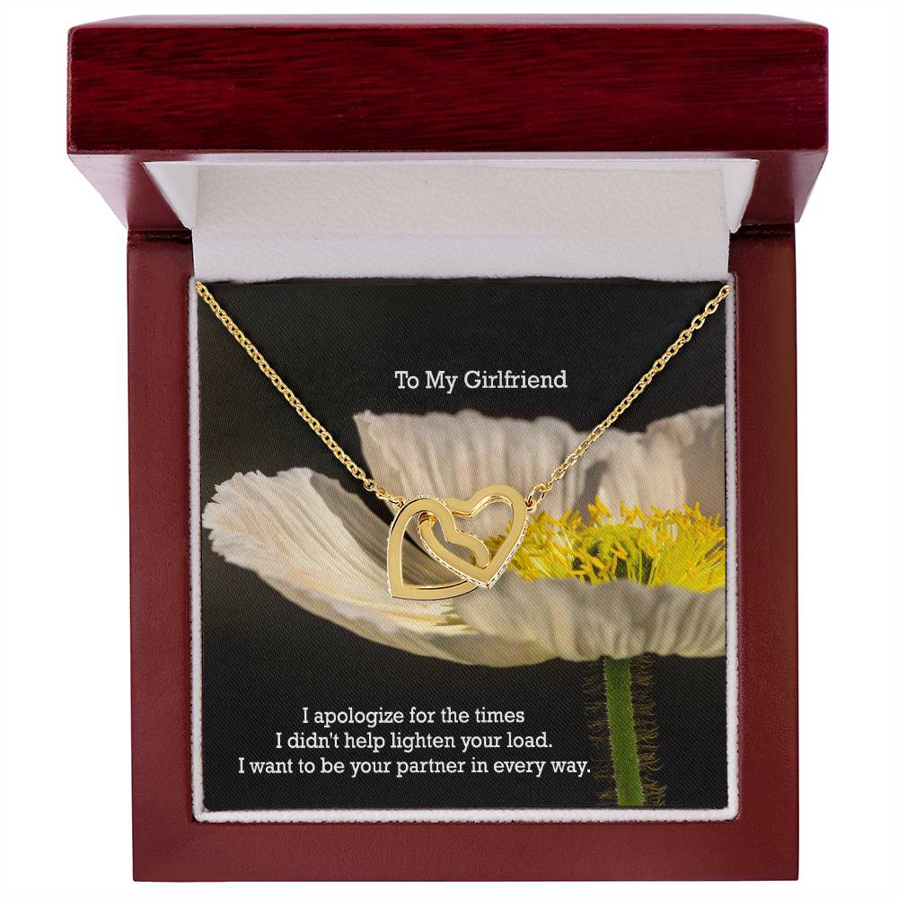 To My Girlfriend, I Apologize For The Times I Didn't Help Lighten Your Load - Interlocking Hearts Necklace - Gift for Girlfriend