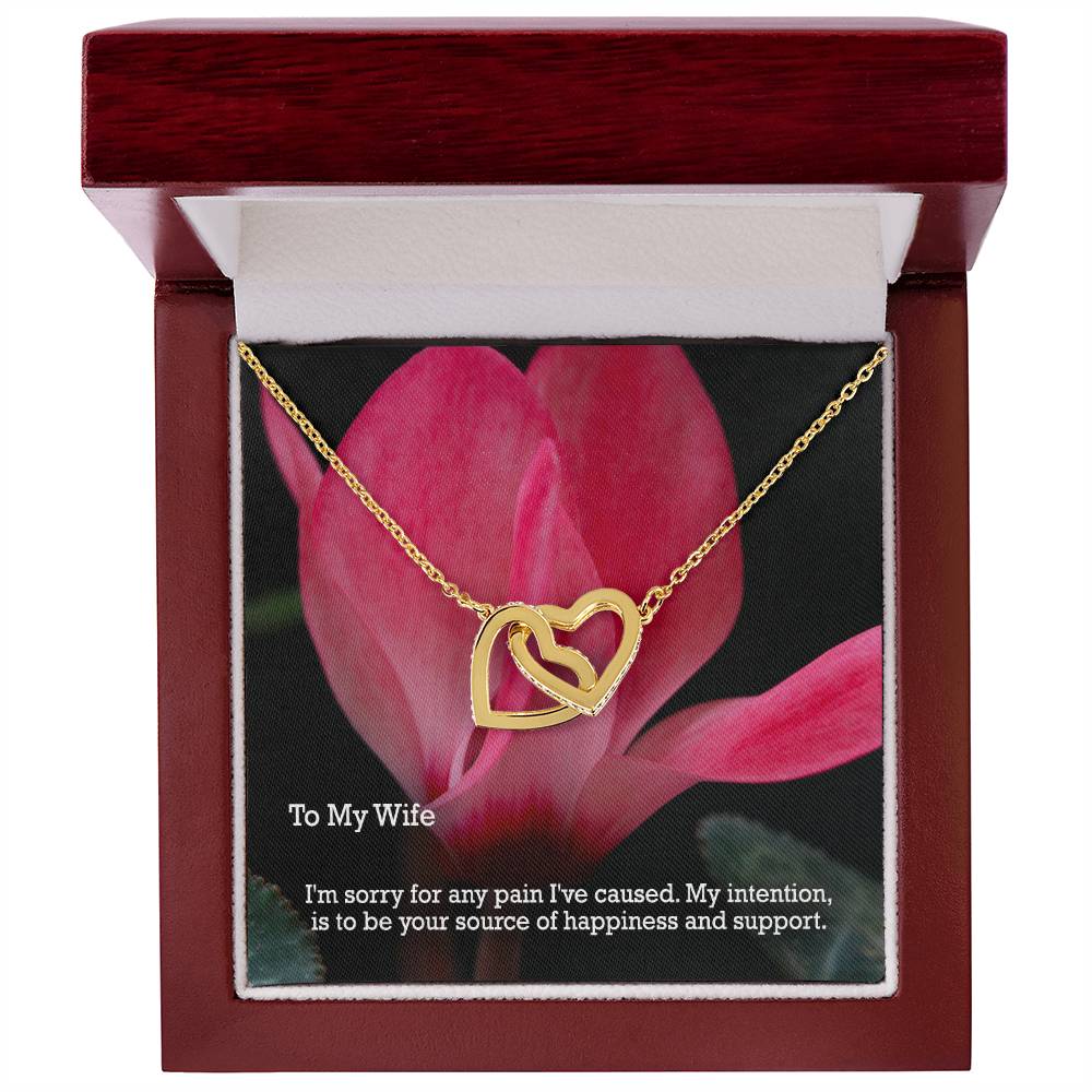 To My Wife, I'm Sorry For Any Pain I've Caused - Interlocking Hearts Necklace - Gift for Wife