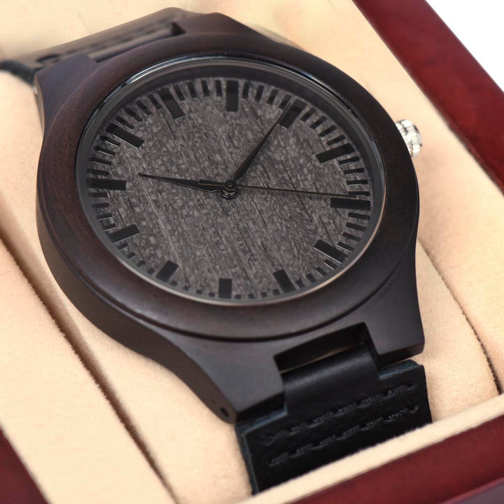 For My Beloved Brother, Merry Christmas – Hoping This Holiday Season Brings Happiness, Peace &amp; Fortune! – Wooden Watch with Message Card – Gift for Brother