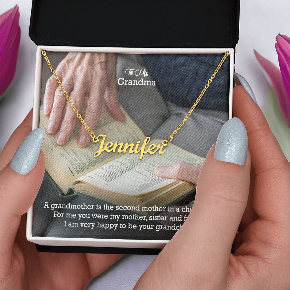 To My Grandma, For Me You Were My Mother, Sister &amp; Friend! - I Am Very Happy To Be Your Grandchild! - Custom Name Necklace with Message Card - Gift for Grandma