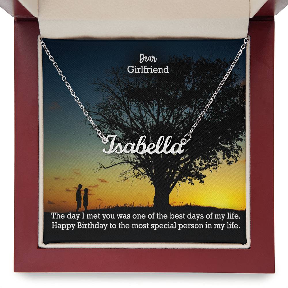 Dear Girlfriend, The Day I Met You Was One Of The Best Days Of My Life  - Happy Birthday - Custom Name Necklace with Message Card - Gift for Girlfriend