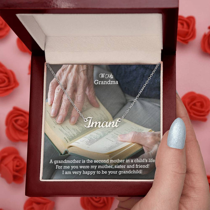 To My Grandma, For Me You Were My Mother, Sister &amp; Friend! - I Am Very Happy To Be Your Grandchild! - Custom Name Necklace with Message Card - Gift for Grandma