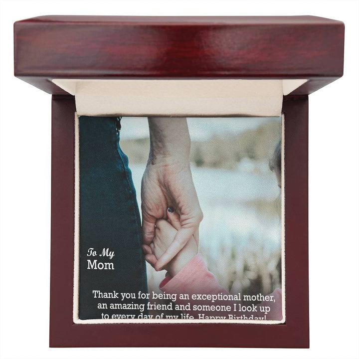 To My Mom, Thank You For Being An Exceptional Mother, An Amazing Friend &amp; Someone I Look Up To Everyday Of My Life - Happy Birthday - Custom Name Necklace with Message Card - Gift for Mom