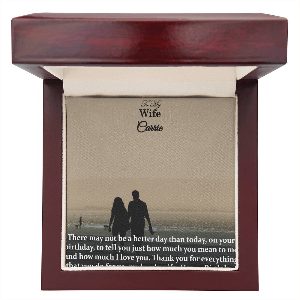 To My Wife, There May Not Be A Better Day Than Today, On Your Birthday, To Tell You Just How Much You Mean To Me &amp; How Much I Love You - Happy Birthday - Custom Name Necklace with Message Card - Gift for Wife