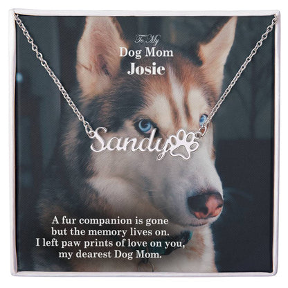 To My Dog Mom, A Fur Companion Is Gone But The Memory Lives On - Paw Print Name Necklace - Gift for Dog Mom