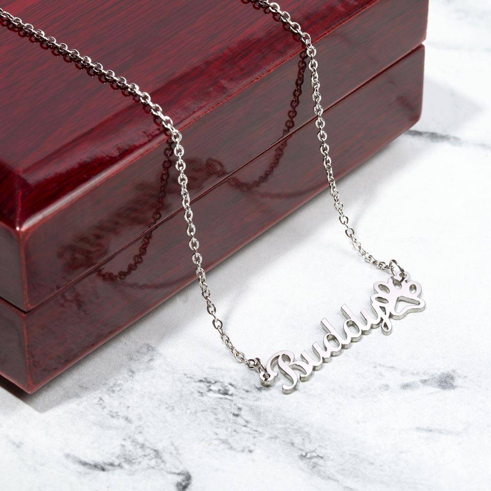 To The Best Dog Mom, Motherhood Can Be Simply Defined As Love In Its Purest Form, & Every Girl Or Woman Can Experience This Feeling After Bringing Home A Dog - Paw Print Name Necklace - Gift for Dog Mom