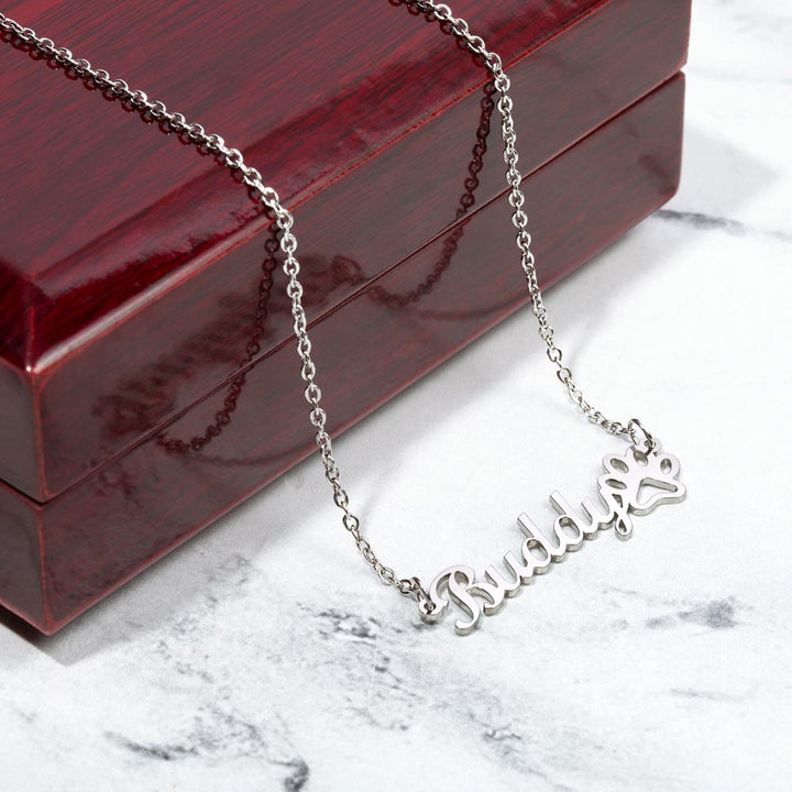 To My Dog Mom, I Know You Treasure Every Moment We Spent Together, &amp; Our Memory Will Forever Remain In Your Hearts - Paw Print Name Necklace - Gift for Dog Mom