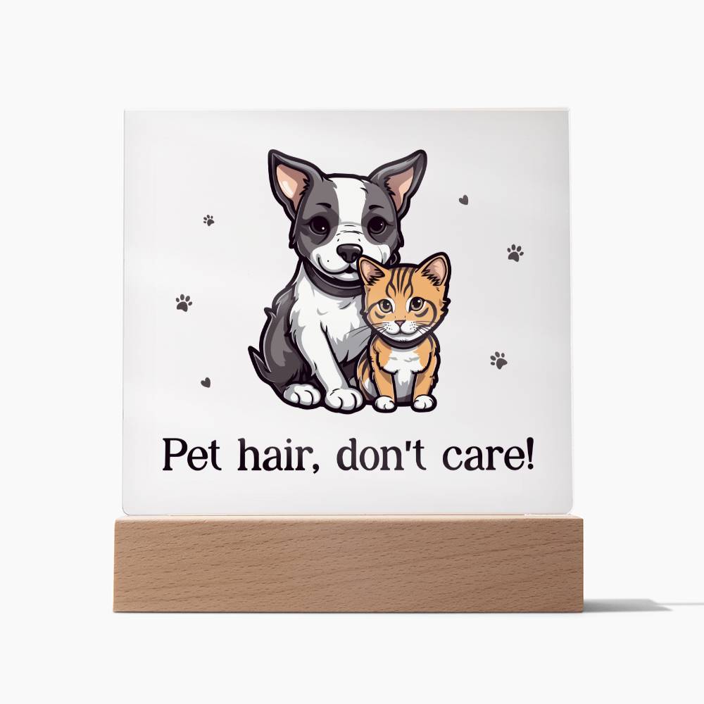 Pet Hair, Don't Care! - Square Acrylic Plaque - Gift for Friend