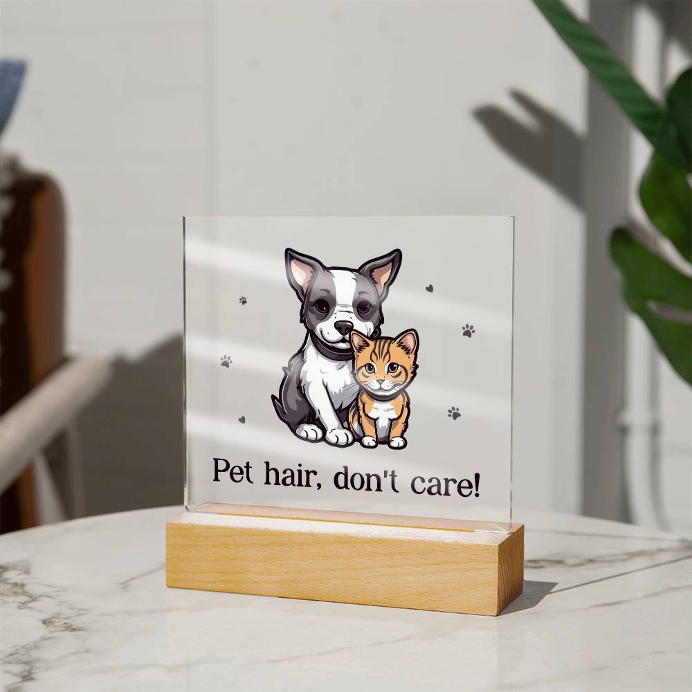 Pet Hair, Don't Care! - Square Acrylic Plaque - Gift for Friend