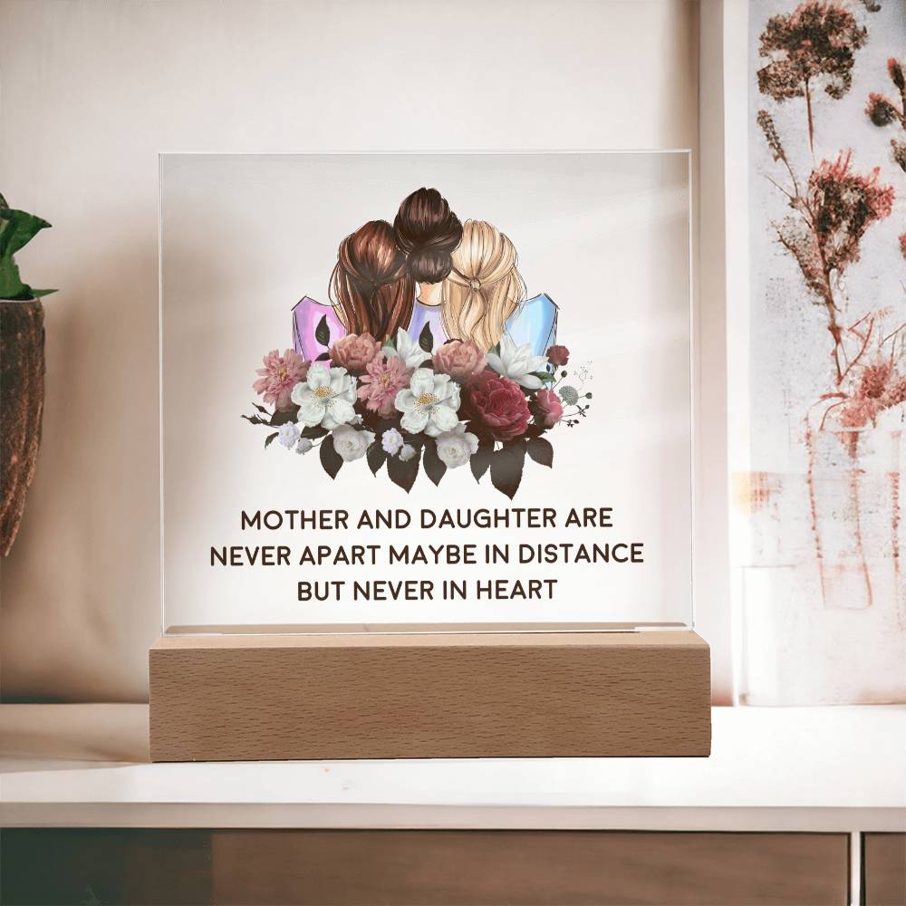 Mother & Daughter Are Never Apart Maybe In Distance But Never In Heart - Square Acrylic Plaque - Gift for Mom