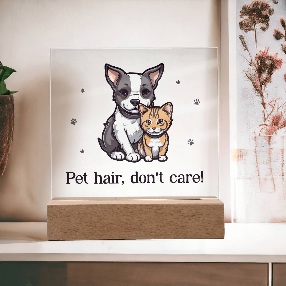 Pet Hair, Don't Care! - Square Acrylic Plaque - Gift for Friend