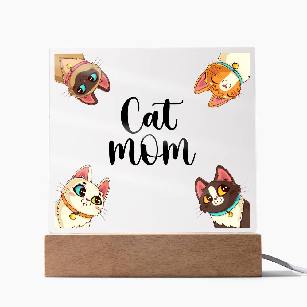 Cat Mom - Square Acrylic Plaque - Gift for Mom