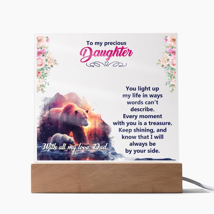 To My Precious Daughter, You Light Up My Life – Acrylic Square Plaque – Gift for Daughter