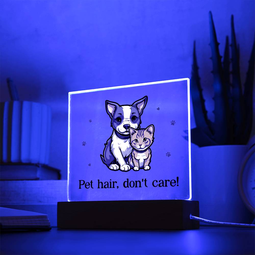 Pet Hair, Don't Care! - Square Acrylic Plaque - Gift for Friend