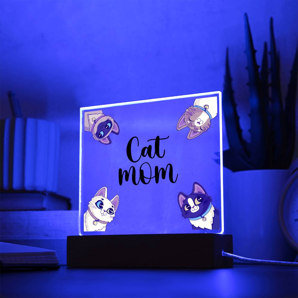 Cat Mom - Square Acrylic Plaque - Gift for Mom