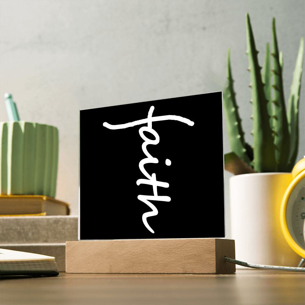 Faith (White) - Acrylic Square Plaque - Gift for Her - Gift for Him