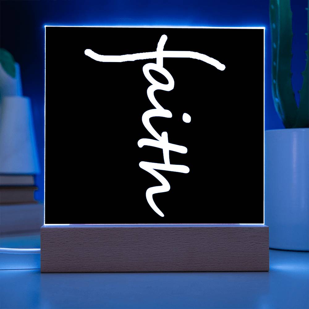 Faith (White) - Acrylic Square Plaque - Gift for Her - Gift for Him