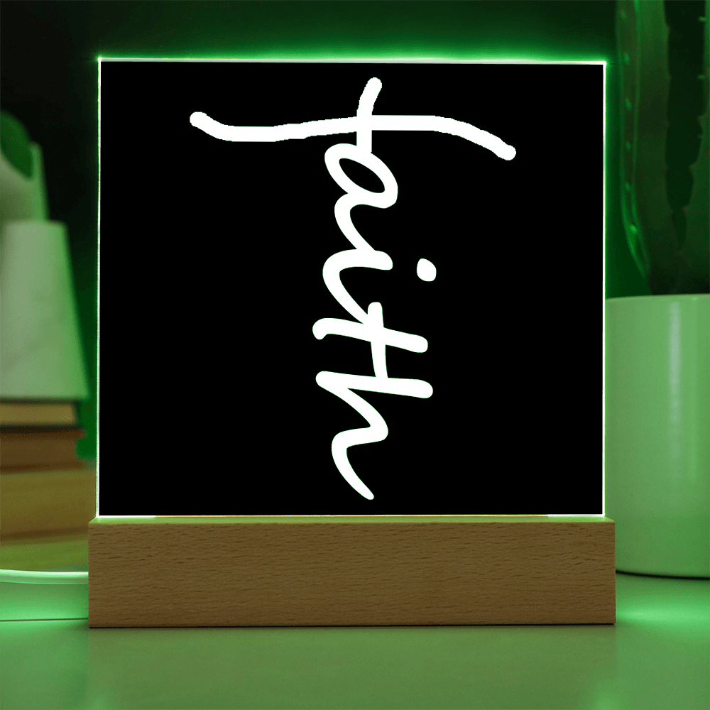 Faith (White) - Acrylic Square Plaque - Gift for Her - Gift for Him
