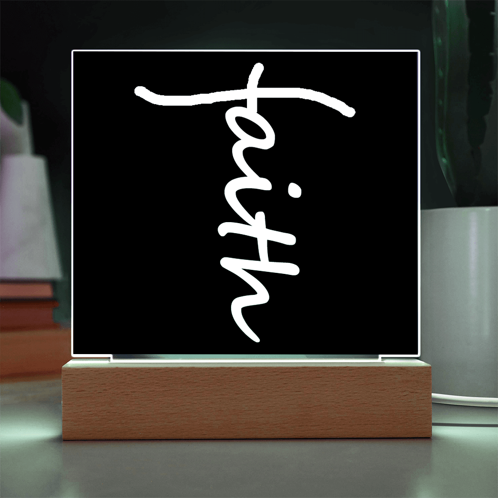 Faith (White) - Acrylic Square Plaque - Gift for Her - Gift for Him