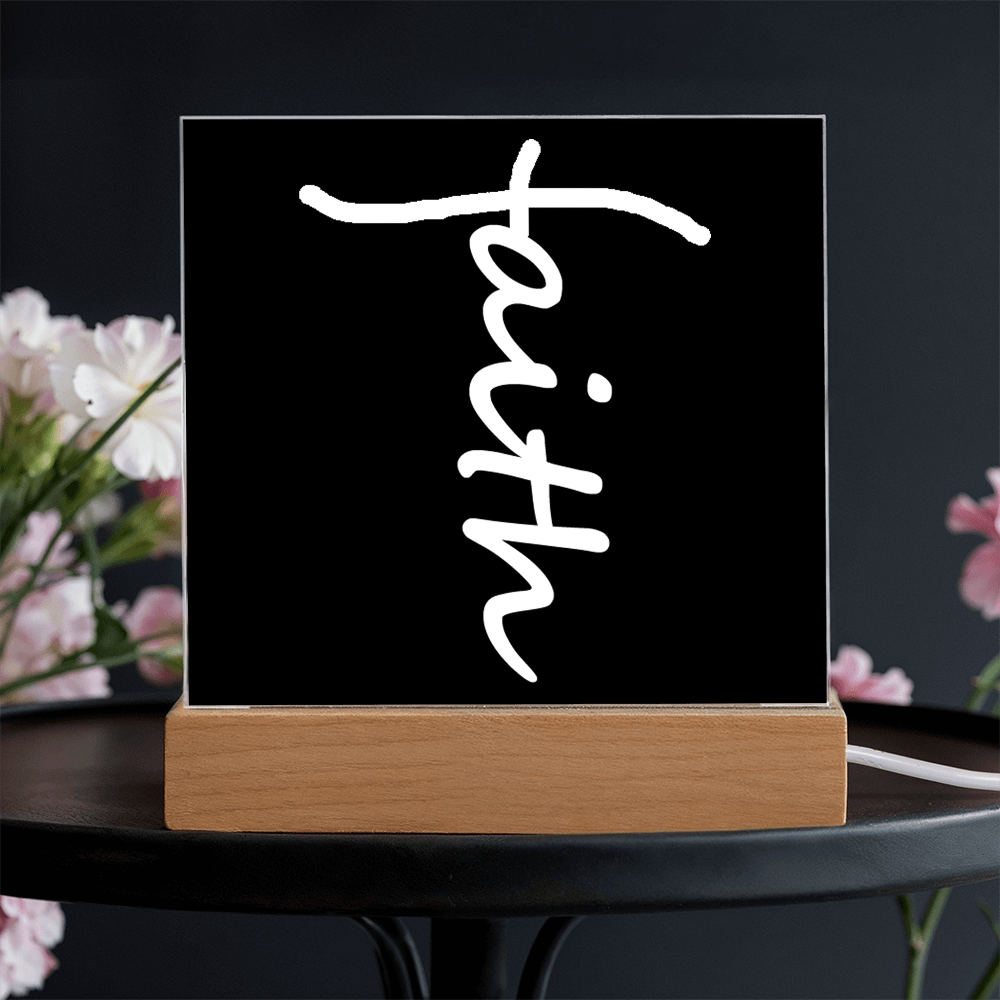 Faith (White) - Acrylic Square Plaque - Gift for Her - Gift for Him