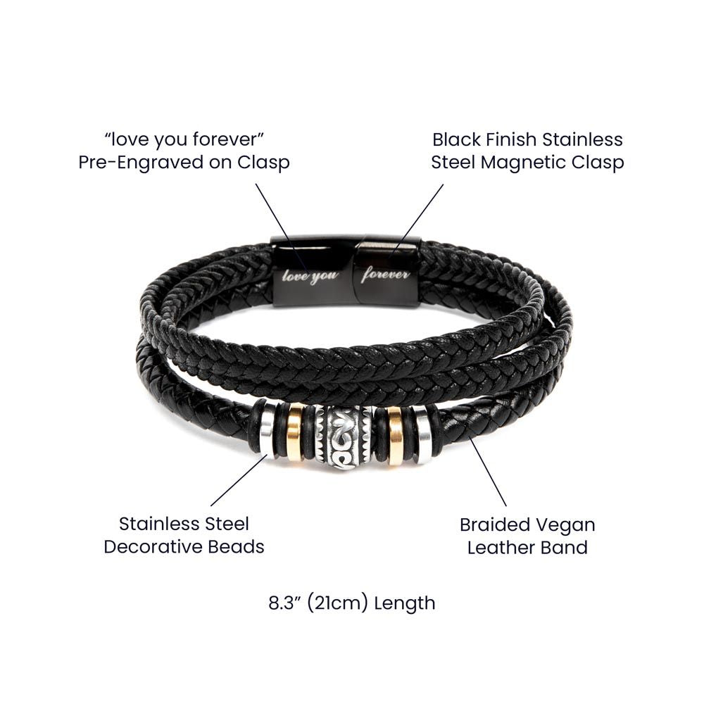 To My Dad, Fathers & Kids May Not Always See Eye To Eye, But They Always See Heart To Heart - Happy Father's Day - Men's "Love You Forever" Bracelet - Gift for Dad