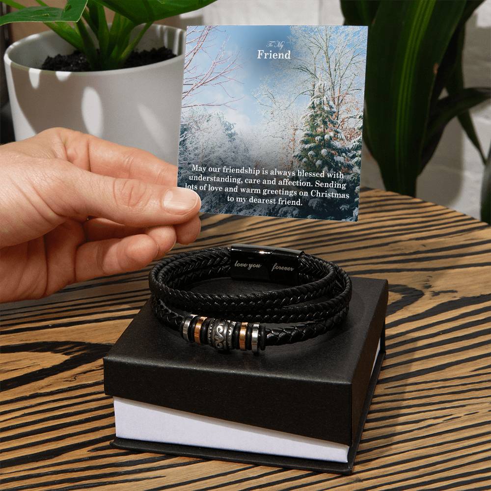 To My Friend, May Our Friendship Is Always Blessed With Understanding, Care & Affection - Merry Christmas - Love You Forever Bracelet - Gift for Friend