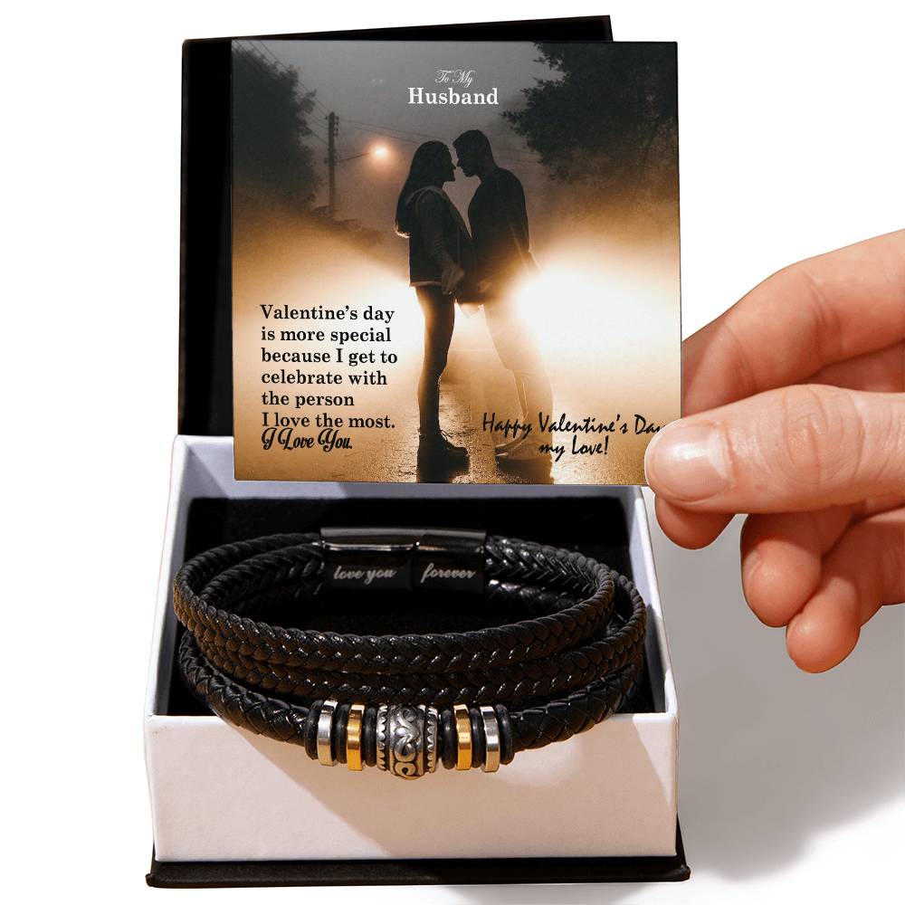 To My Husband, Valentine's Day Is More Special Because I Get To Celebrate With The Person I Love The Most - Happy Valentine's Day - Love You Forever Bracelet - Gift for Husband