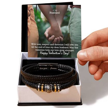 To My Husband, With Love, Respect & Devotion I Will Love You Till The End Of Time My Dear Husband - Happy Valentine's Day - Love You Forever Bracelet - Gift for Husband