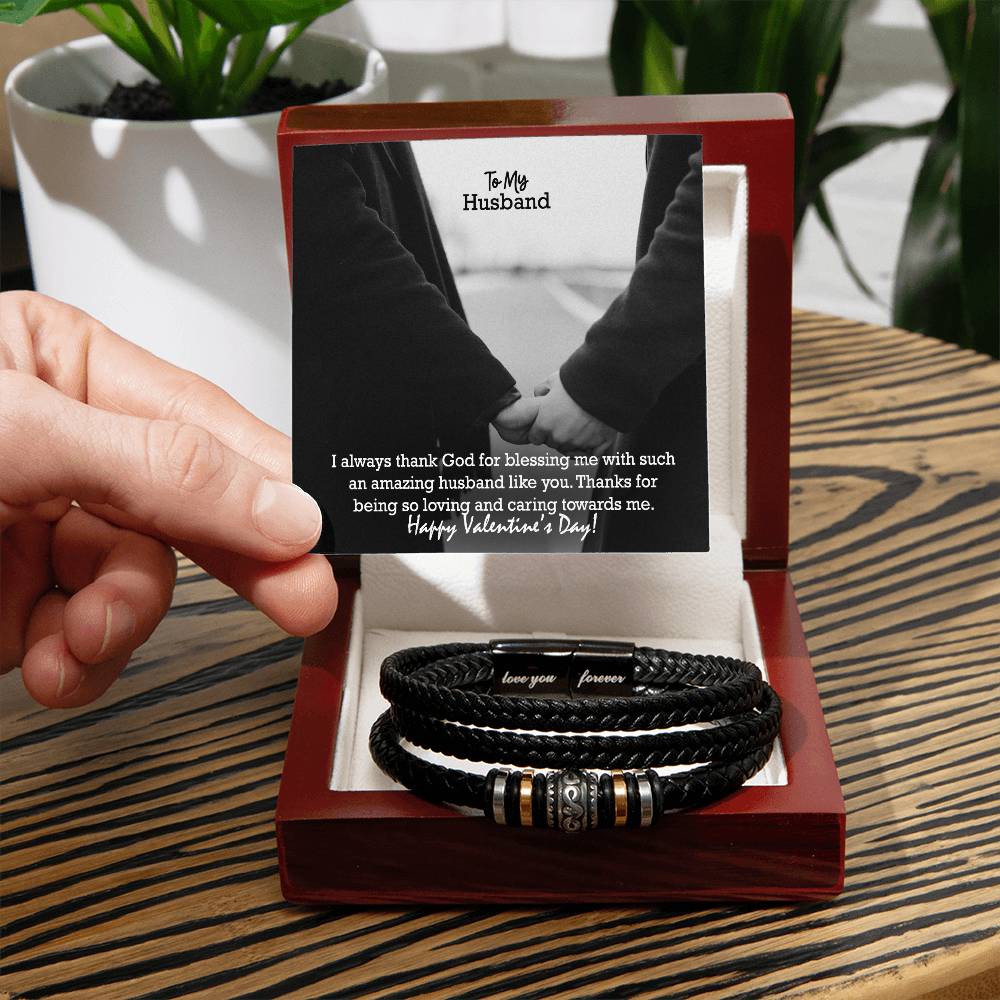To My Husband, I Always Thank God For Blessing Me With Such An Amazing Husband Like You – Love You Forever Bracelet – Gift for Husband