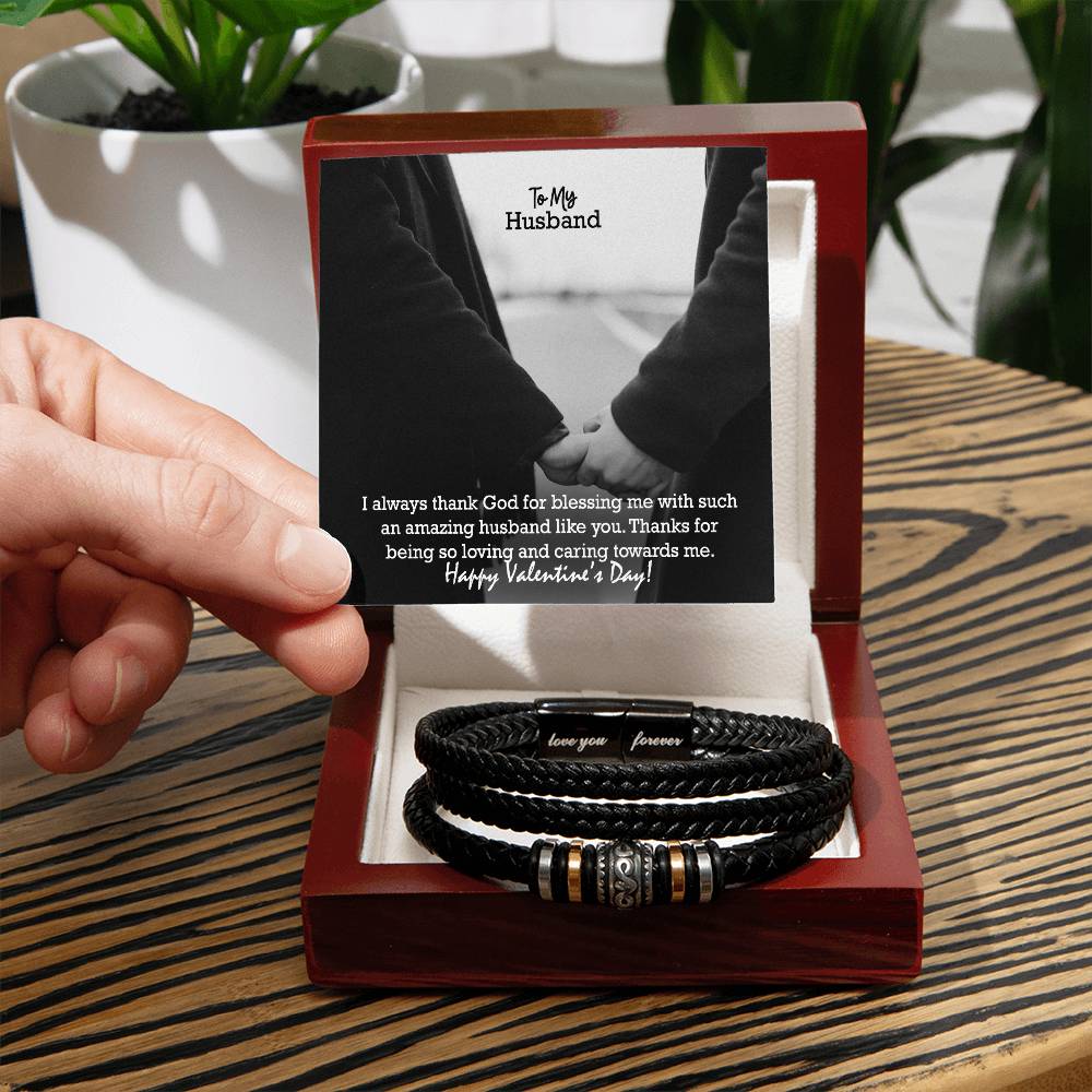 To My Husband, I Always Thank God For Blessing Me With Such An Amazing Husband Like You - Happy Valentine's Day - Love You Forever Bracelet - Gift for Husband