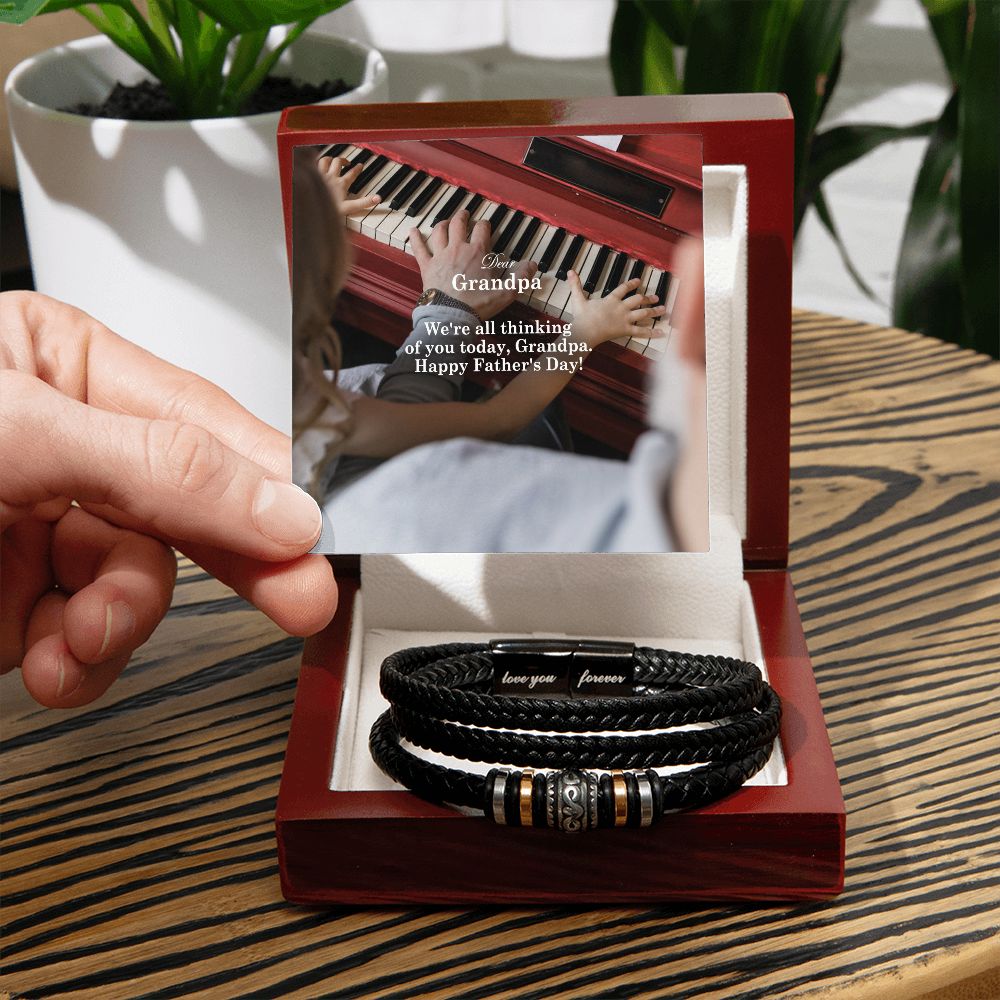 Dear Grandpa, We're All Thinking Of You Today - Happy Father's Day! - Men's "Love You Forever" Bracelet - Gift for Grandpa