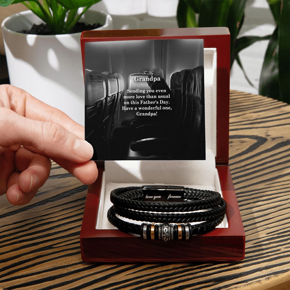 To My Grandpa, Sending You Even More Love Than Usual On This Father's Day - Happy Father's Day! - Men's "Love You Forever" Bracelet - Gift for Grandpa