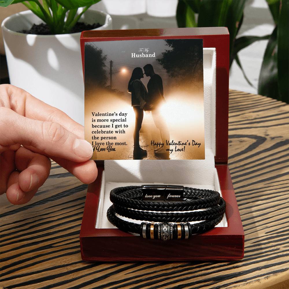 To My Husband, Valentine's Day Is More Special Because I Get To Celebrate With The Person I Love The Most - Happy Valentine's Day - Love You Forever Bracelet - Gift for Husband