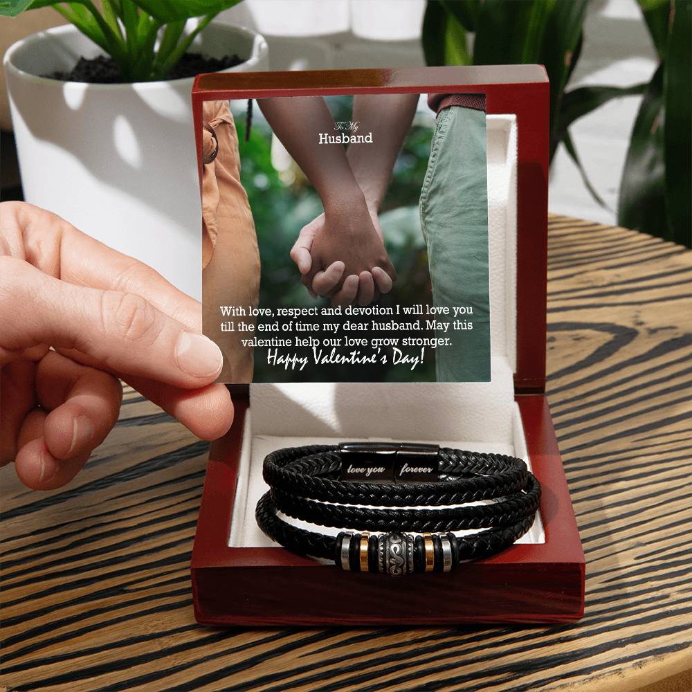 To My Husband, With Love, Respect & Devotion I Will Love You Till The End Of Time My Dear Husband - Happy Valentine's Day - Love You Forever Bracelet - Gift for Husband