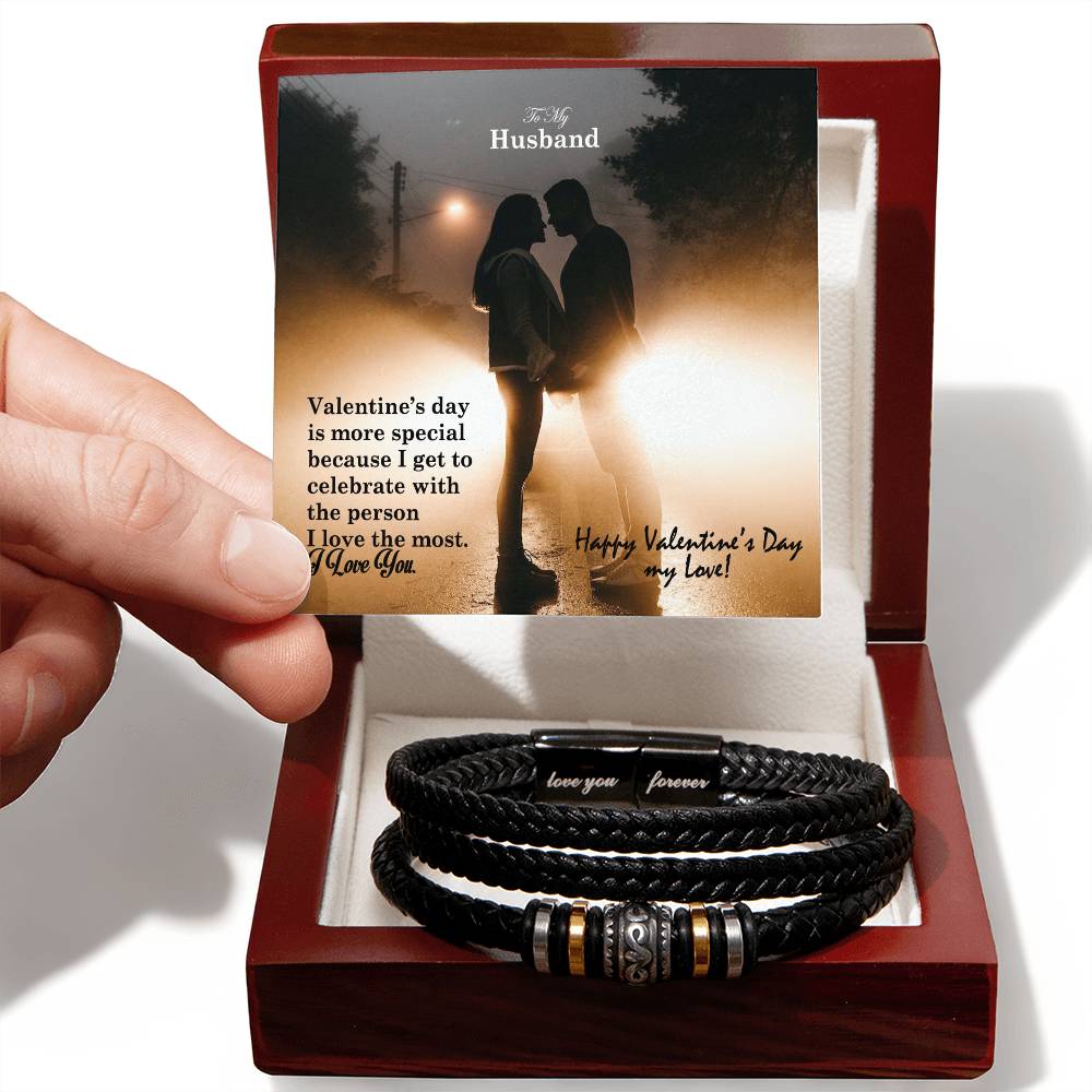 To My Husband, Valentine's Day Is More Special Because I Get To Celebrate With The Person I Love The Most - Happy Valentine's Day - Love You Forever Bracelet - Gift for Husband