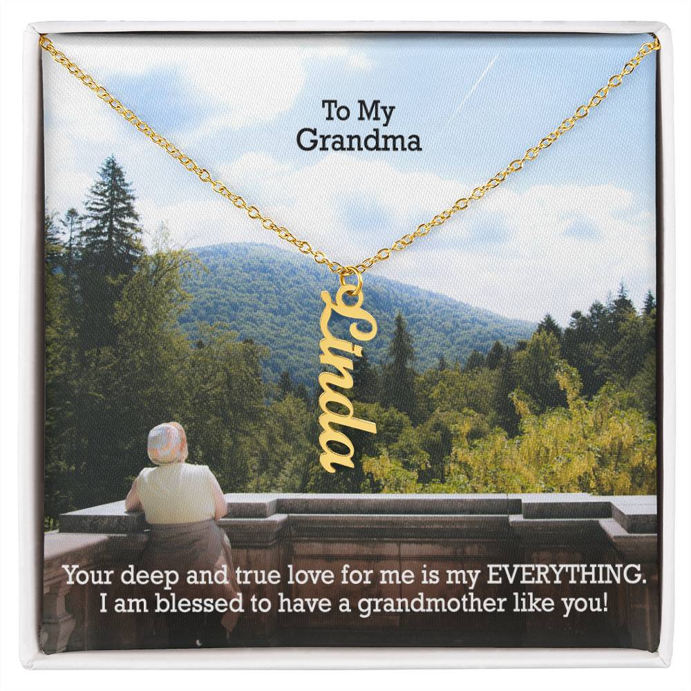 To My Grandma, I Am Blessed To Have A Grandmother Like You - Multi Vertical Name Necklace with Message Card - Gift for Grandma