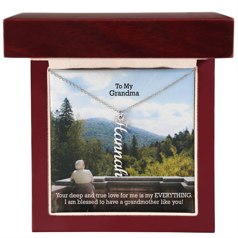 To My Grandma, I Am Blessed To Have A Grandmother Like You - Multi Vertical Name Necklace with Message Card - Gift for Grandma