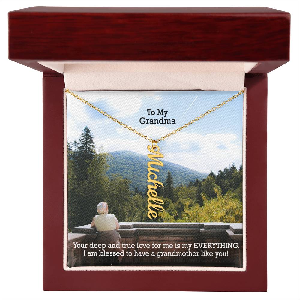 To My Grandma, I Am Blessed To Have A Grandmother Like You - Multi Vertical Name Necklace with Message Card - Gift for Grandma