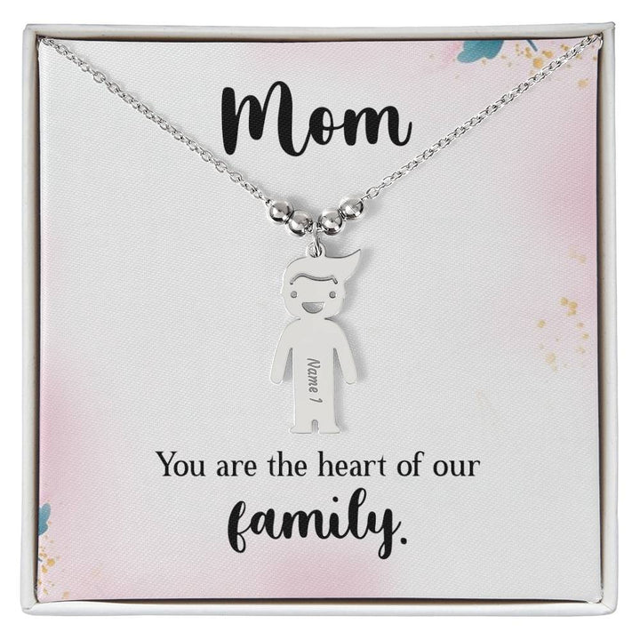 Mom, You Are The Heart Of Our Family – Kid Charm Necklace – Gift for Mom