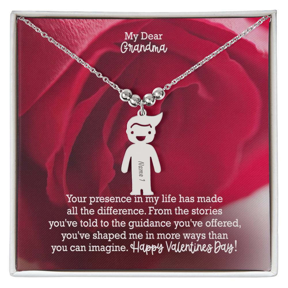 My Dear Grandma, Your Presence In My Life Has Made All The Difference - Kid Charm Necklace (w/MC) - Gift for Grandma