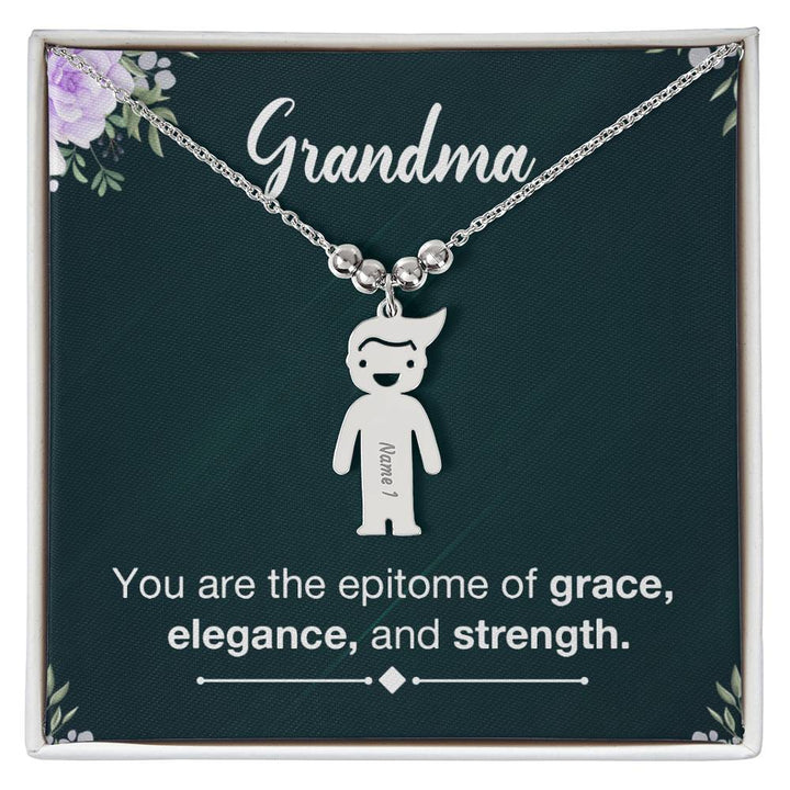 Grandma, You Are The Epitome Of Grace, Elegance, &amp; Strength – Kid Charm Necklace – Gift for Grandma