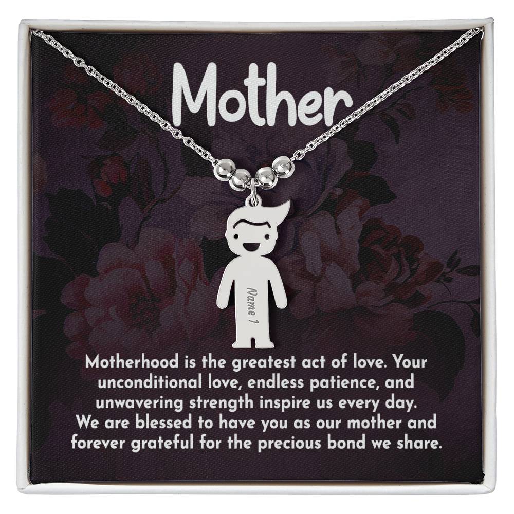 Mother, Motherhood Is The Greatest Act Of Love Kid Charm Necklace – Gift for Mom