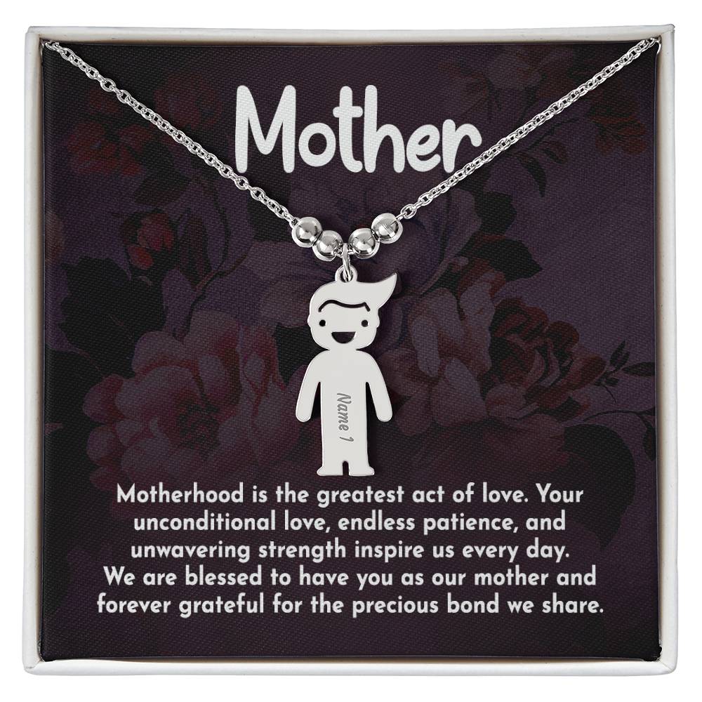 Mother, Motherhood Is The Greatest Act Of Love - Kid Charm Necklace (w/MC) - Gift for Mom