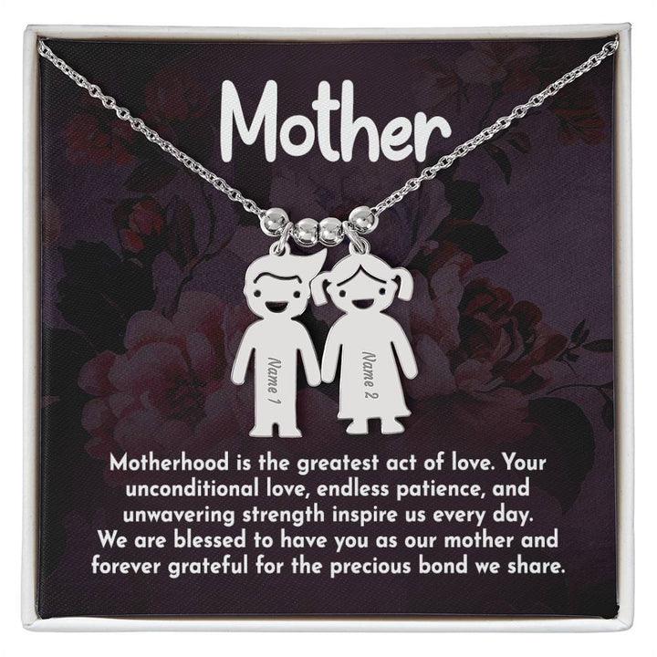Mother, Motherhood Is The Greatest Act Of Love Kid Charm Necklace – Gift for Mom