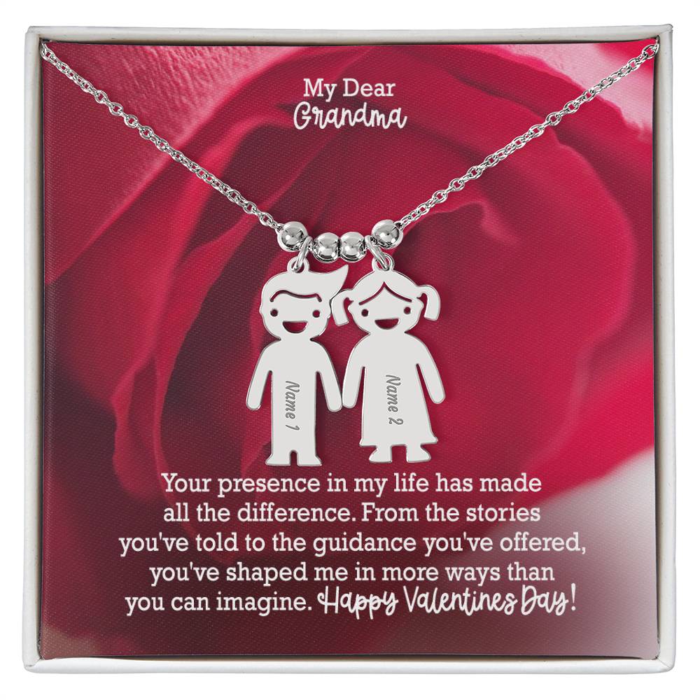 My Dear Grandma, Your Presence In My Life Has Made All The Difference - Kid Charm Necklace (w/MC) - Gift for Grandma