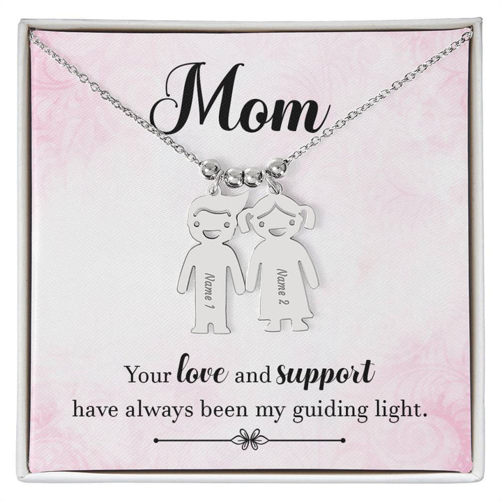 Mom, Your Love &amp; Support Have Always Been My Guiding Light – Kid Charm Necklace – Gift for Mom
