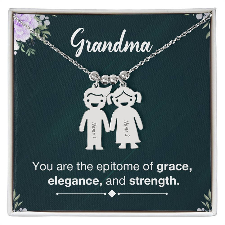 Grandma, You Are The Epitome Of Grace, Elegance, &amp; Strength – Kid Charm Necklace – Gift for Grandma