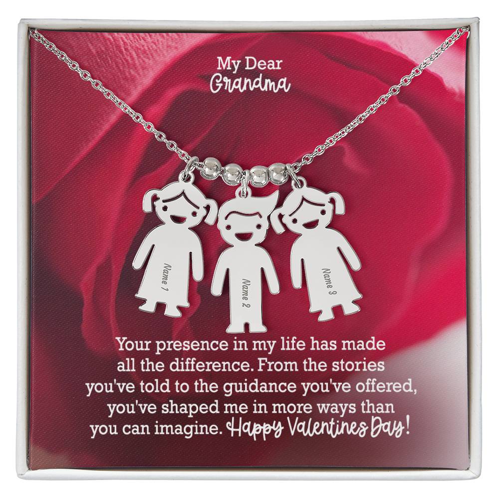 My Dear Grandma, Your Presence In My Life Has Made All The Difference - Kid Charm Necklace (w/MC) - Gift for Grandma