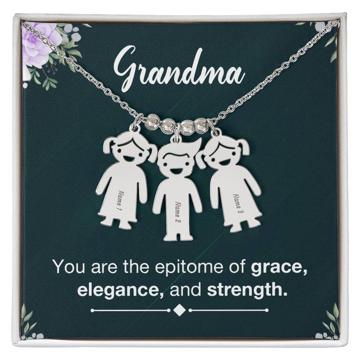 Grandma, You Are The Epitome Of Grace, Elegance, &amp; Strength – Kid Charm Necklace – Gift for Grandma